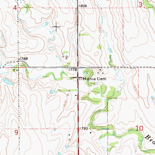 Topographic Map of Monia Cemetery, NE