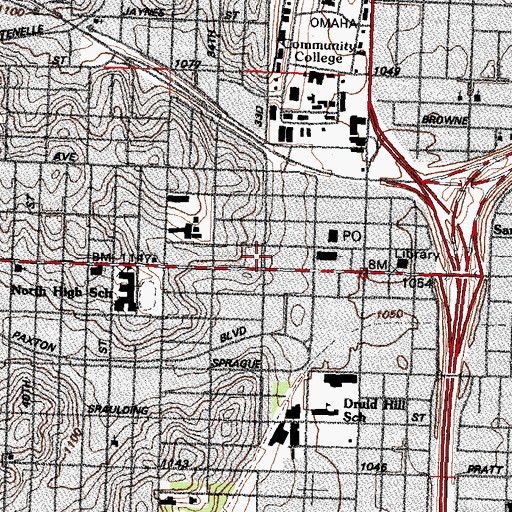Topographic Map of Monmouth Park School, NE