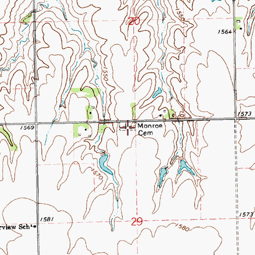 Topographic Map of Monroe Cemetery, NE