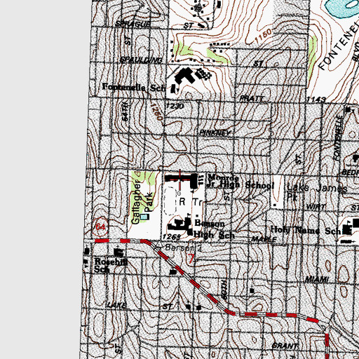 Topographic Map of Monroe Middle School, NE