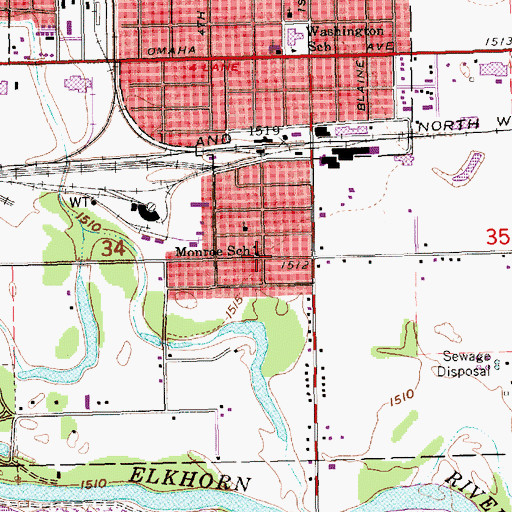 Topographic Map of Monroe School, NE