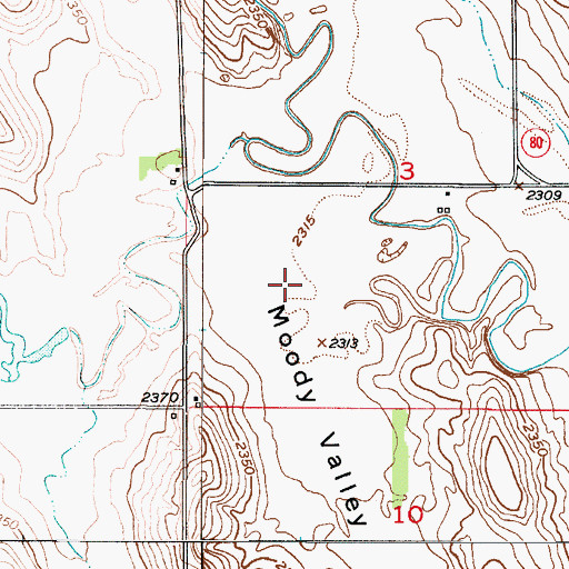 Topographic Map of Moody Valley, NE