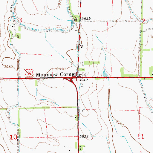 Topographic Map of Moomaw Corner, NE