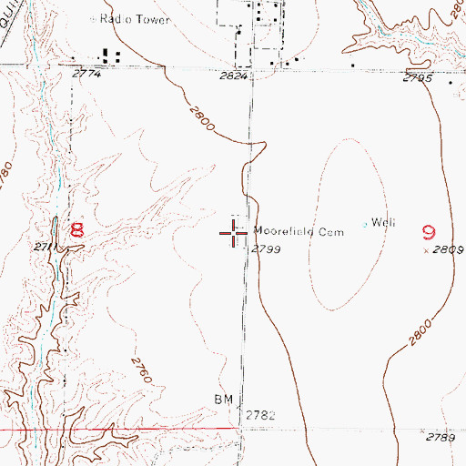Topographic Map of Moorefield Cemetery, NE