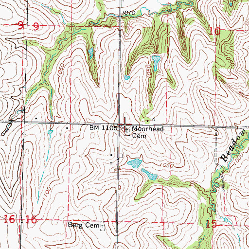 Topographic Map of Moorhead Cemetery, NE