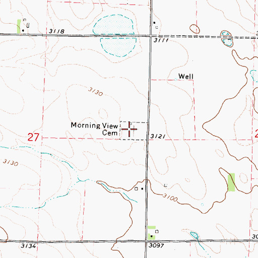 Topographic Map of Morning View Cemetery, NE
