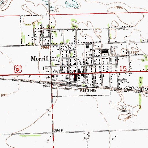 Topographic Map of Morrill, NE