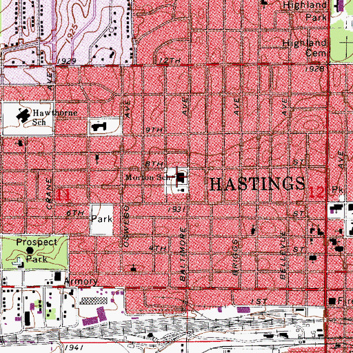 Topographic Map of Morton Elementary School, NE