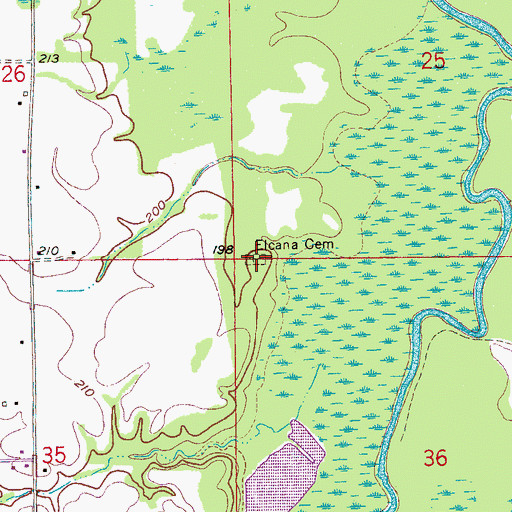 Topographic Map of Elcana Cemetery, AR