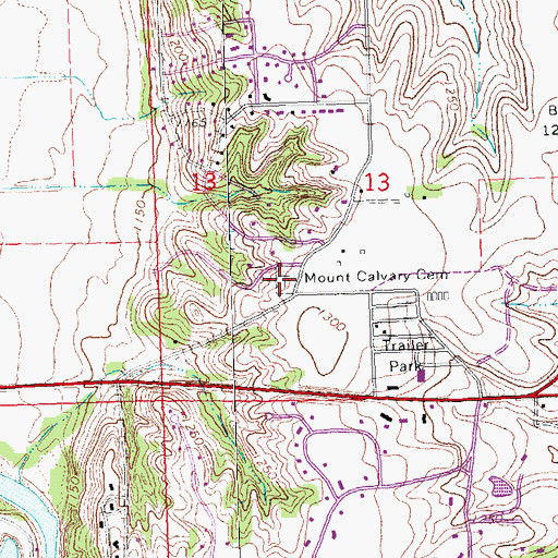 Topographic Map of Mount Calvary Cemetery, NE