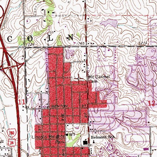 Topographic Map of Mount Carmel Cemetery, NE