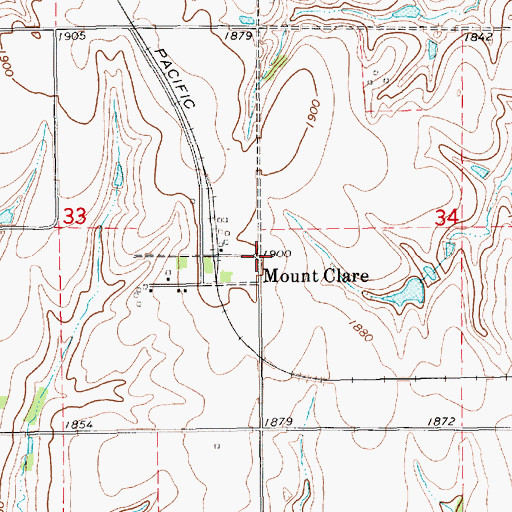 Topographic Map of Mount Clare, NE