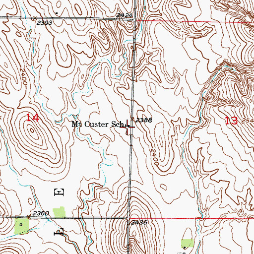 Topographic Map of Mount Custer School (historical), NE