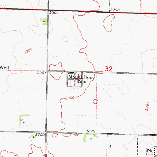 Topographic Map of Mount Hope Cemetery, NE