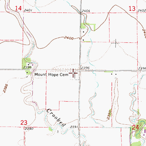 Topographic Map of Mount Hope Cemetery, NE