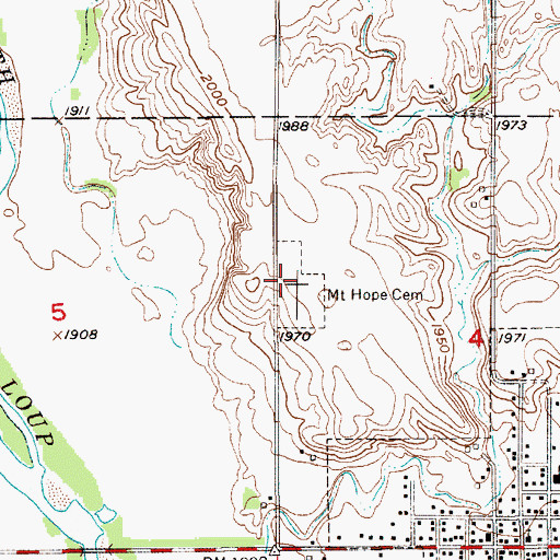 Topographic Map of Mount Hope Cemetery, NE