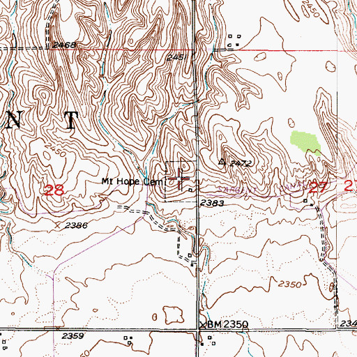 Topographic Map of Mount Hope Cemetery, NE