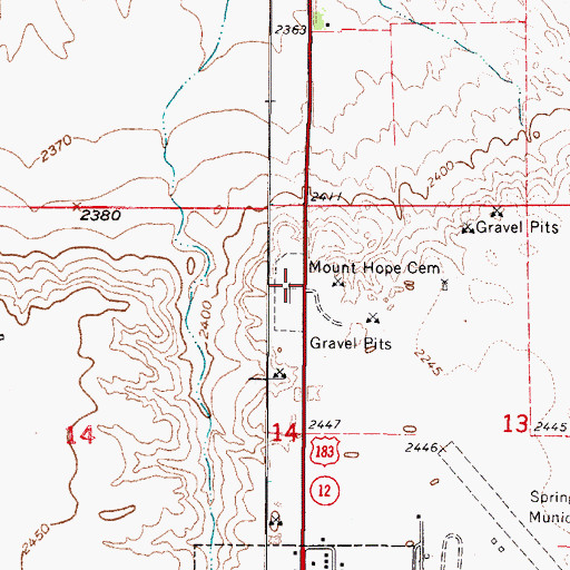 Topographic Map of Mount Hope Cemetery, NE