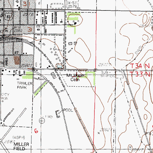 Topographic Map of Mount Hope Cemetery, NE