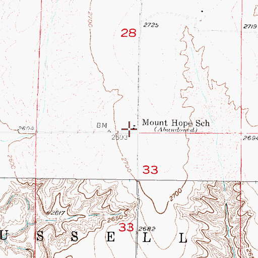 Topographic Map of Mount Hope School (historical), NE