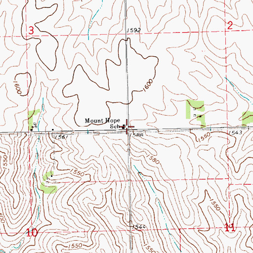 Topographic Map of Mount Hope School (historical), NE