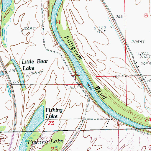 Topographic Map of Filligrum Bend, AR