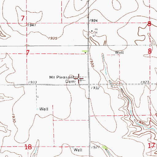 Topographic Map of Mount Pleasant Cemetery, NE