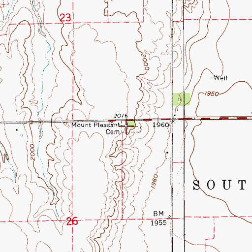 Topographic Map of Mount Pleasant Cemetery, NE
