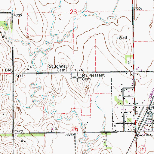 Topographic Map of Mount Pleasant Cemetery, NE