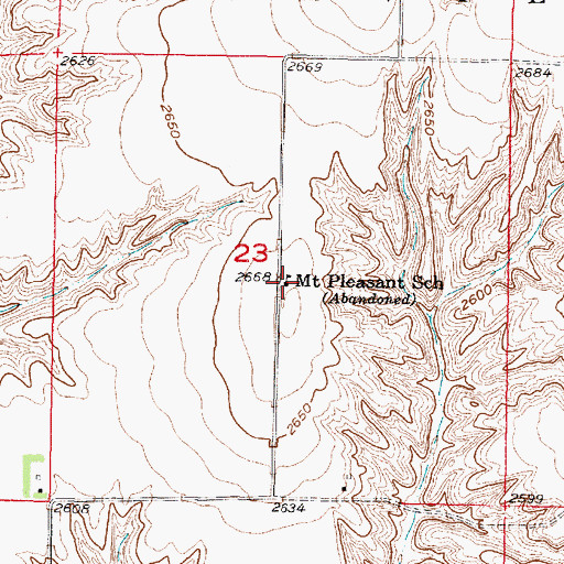 Topographic Map of Mount Pleasant School, NE