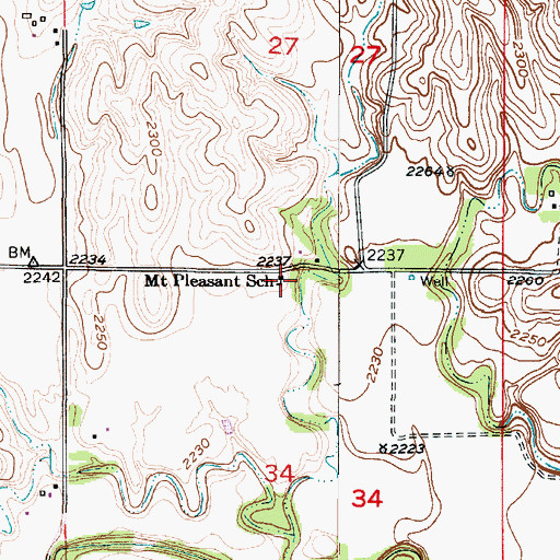 Topographic Map of Mount Pleasant School (historical), NE