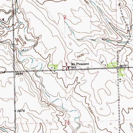 Topographic Map of Mount Pleasant School, NE