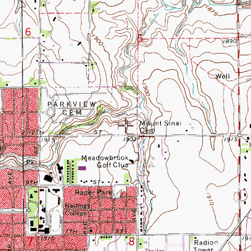 Topographic Map of Mount Sinai Cemetery, NE