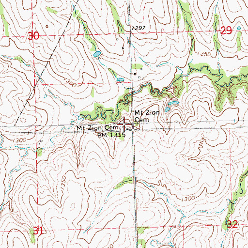 Topographic Map of Mount Zion Cemetery, NE