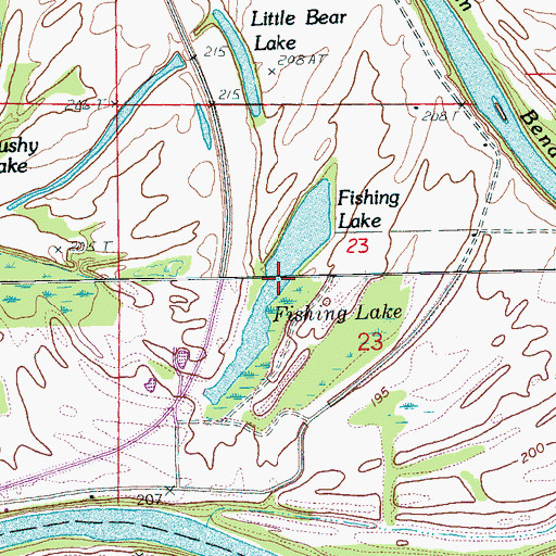 Topographic Map of Fishing Lake, AR