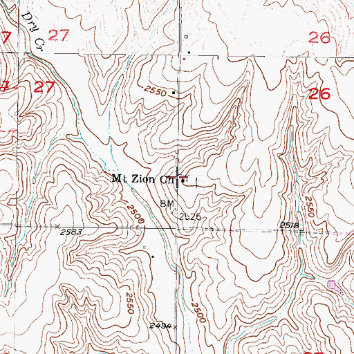 Topographic Map of Mount Zion Church, NE
