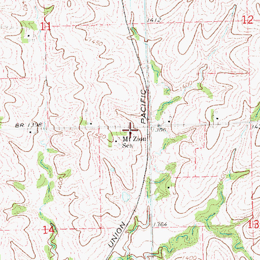 Topographic Map of Mount Zion School, NE