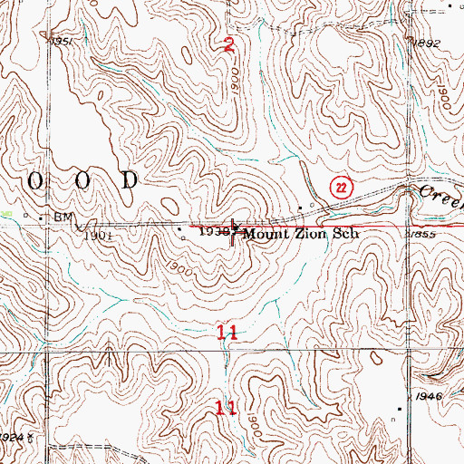 Topographic Map of Mount Zion School (historical), NE