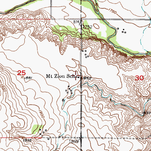 Topographic Map of Mount Zion School, NE