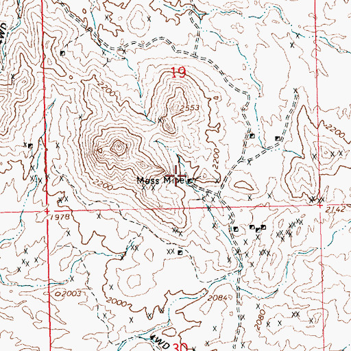 Topographic Map of Moss Mine, AZ
