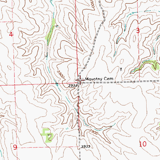 Topographic Map of Movotny Cemetery, NE