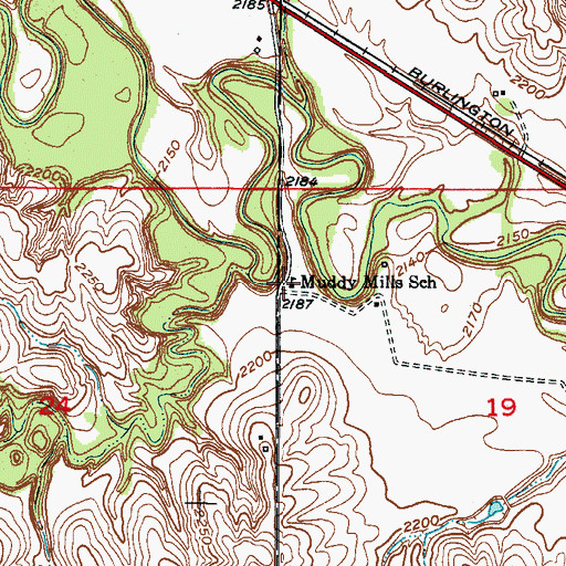 Topographic Map of Muddy Mills School (historical), NE