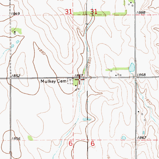 Topographic Map of Mulkey Cemetery, NE