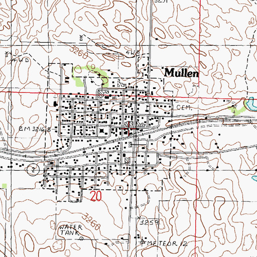 Topographic Map of Mullen, NE