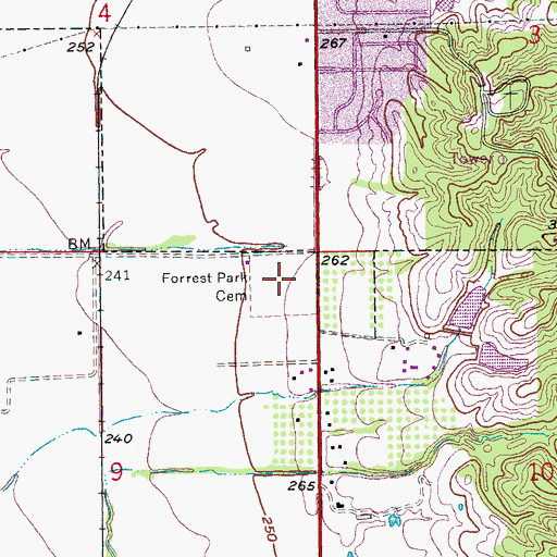 Topographic Map of Forrest Park Cemetery, AR