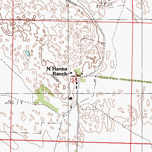 Topographic Map of N Hanna Ranch, NE