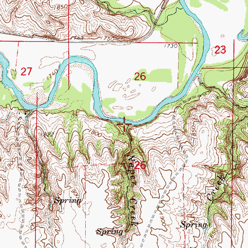 Topographic Map of Naper Creek, NE