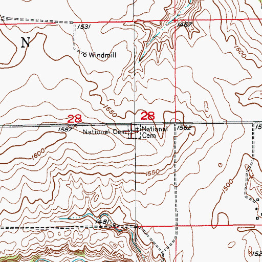 Topographic Map of National Cemetery, NE