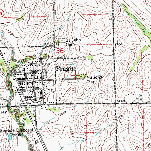 Topographic Map of Bohemian National Cemetery, NE