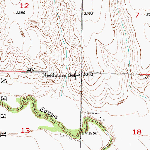 Topographic Map of Needmore School, NE
